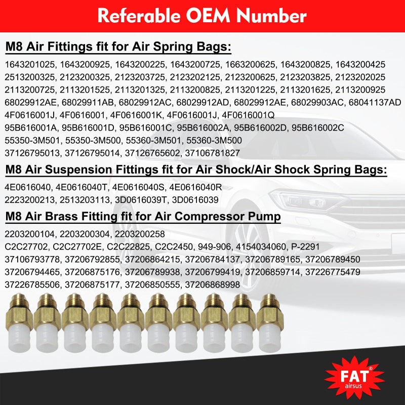 AIRSUSFAT 10pcs Air Suspension Repair Kit Air Valve M8 for Mercedes-Benz W251 W164 W212 W211 W220 W221 New Air Connector Tube Brass Fittings 1643200625 2123200358 - Image 5